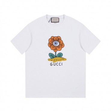 구찌 남/녀 화이트 크루넥 반팔티 - Gucci Unisex White Short sleeved Tshirts 