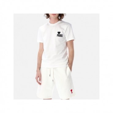 아미 남성 크루넥 화이트 반팔티 - Ami Mens White Tshirts 