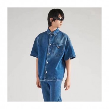 프라다 남성 블루 폴로 반팔티 - Prada Mens Blue Short sleeved Tshirts 
