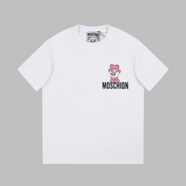 모스키노 남/녀 크루넥 화이트 반팔티 - Moschino Unisex White Tshirts 