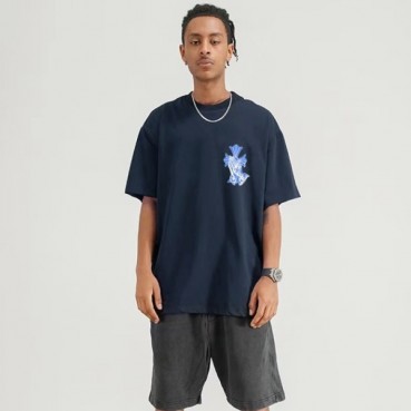 크롬하츠 남성 네이비 크루넥 반팔티 - Chrom Hearts Mens Navy Short sleeved T