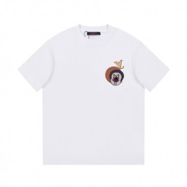 루이비통 남성 화이트 크루넥 반팔티 - Louis vuitton Mens White Short sleeved Tshirts 