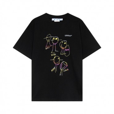 오프화이트 남성 모던 블랙 반팔티 - Off white Mens Black Short sleeved Tshirts 