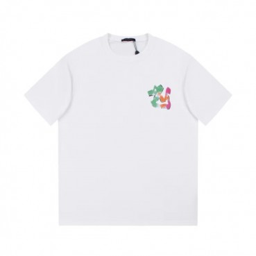 루이비통 남성 화이트 크루넥 반팔티 - Louis vuitton Mens White Short sleeved Tshirts 