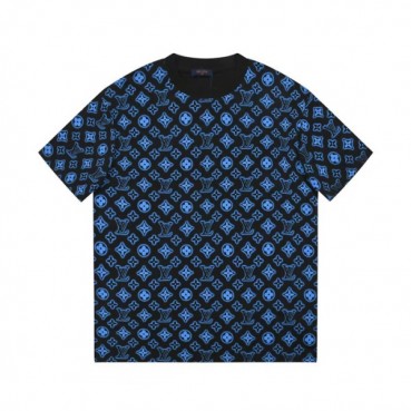 루이비통 남성 블루 크루넥 반팔티 - Louis vuitton Mens Blue Short sleeved Tshirts 