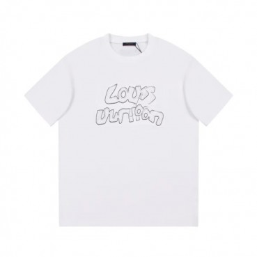 루이비통 남성 화이트 크루넥 반팔티 - Louis vuitton Mens White Short sleeved Tshirts 
