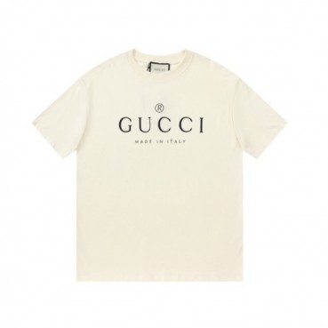 구찌 남/녀 아이보리 크루넥 반팔티 - Gucci Unisex Ivory Short sleeved Tshirts 