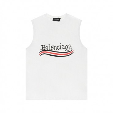 발렌시아가 남성 화이트 크루넥 나시 - Balenciaga Mens White Sleeveless Shirts 