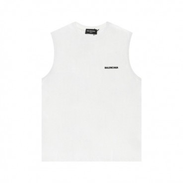 발렌시아가 남성 화이트 크루넥 나시 - Balenciaga Mens White Sleeveless Shirts 
