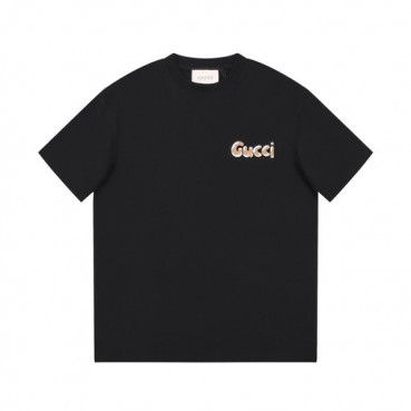 구찌 남/녀 블랙 크루넥 반팔티 - Gucci Unisex Black Short sleeved Tshirts 