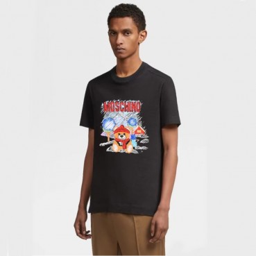 모스키노 남성 크루넥 블랙 반팔티 - Moschino Mens Black Tshirts 