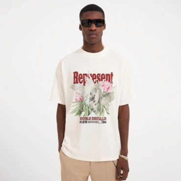 리프리젠트 남성 아이보리 크루넥 반팔티 - Represent Mens Ivory Tshirts 