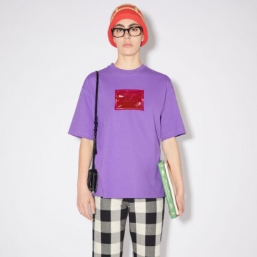 아크네 남/녀 퍼플 크루넥 반팔티 - Acne Unisex Purple Short sleeved T