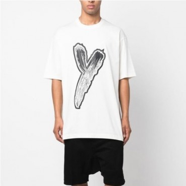 요지야마모토 남성 화이트 크루넥 반팔티 - Y3 Mens White Tshirts 
