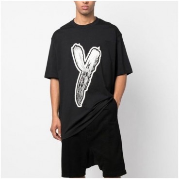 요지야마모토 남성 블랙 크루넥 반팔티 - Y3 Mens Black Tshirts 