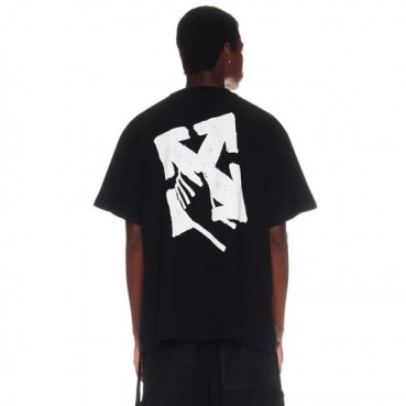 오프화이트 남성 모던 블랙 반팔티 - Off white Mens Black Short sleeved Tshirts 