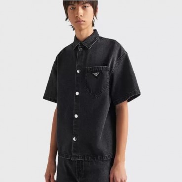 프라다 남성 블랙 폴로 반팔티 - Prada Mens Black Short sleeved Tshirts 
