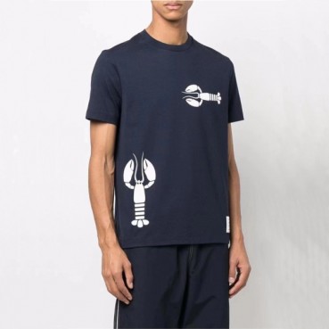 톰브라운 남성 크루넥 네이비 반팔티 - Thom Browne Mens Navy Tshirts 