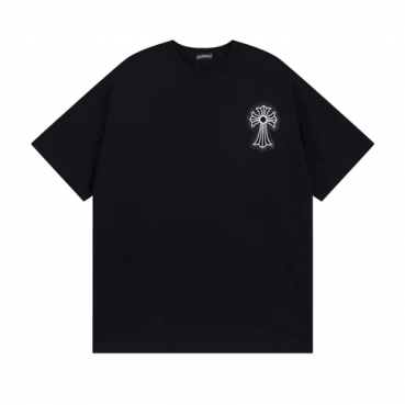 크롬하츠 남성 블랙 크루넥 반팔티 - Chrom Hearts Mens Black Short sleeved Tshirts 