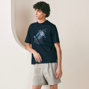 에르메스 남성 네이비 크루넥 반팔티 - Hermes Mens Navy Short sleeved Tshirts 