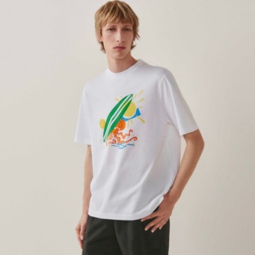 에르메스 남성 화이트 크루넥 반팔티 - Hermes Mens White Short sleeved Tshirts 