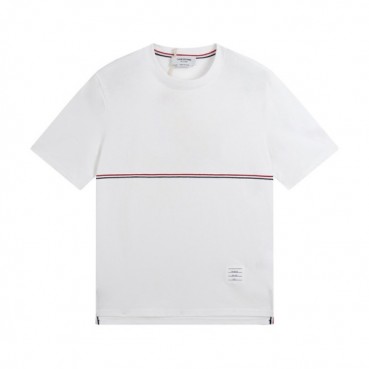 톰브라운 남성 크루넥 화이트 반팔티 - Thom Browne Mens White Tshirts 