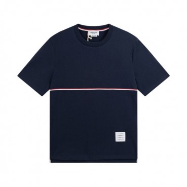 톰브라운 남성 크루넥 네이비 반팔티 - Thom Browne Mens Navy Tshirts 
