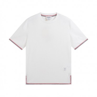 톰브라운 남성 크루넥 화이트 반팔티 - Thom Browne Mens White Tshirts 
