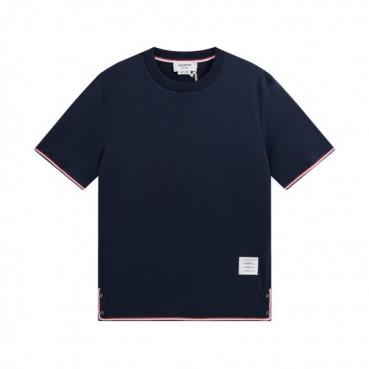 톰브라운 남성 크루넥 네이비 반팔티 - Thom Browne Mens Navy Tshirts 