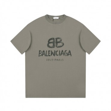 발렌시아가 남성 카키 크루넥 반팔티 - Balenciaga Mens Khaki Short sleeved Tshirts 