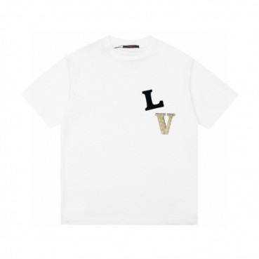 루이비통 남성 화이트 크루넥 반팔티 - Louis vuitton Mens White Short sleeved Tshirts 