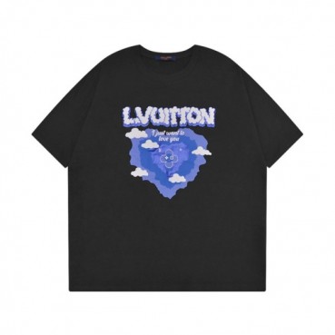 루이비통 남성 블랙 크루넥 반팔티 - Louis vuitton Mens Black Short sleeved Tshirts 