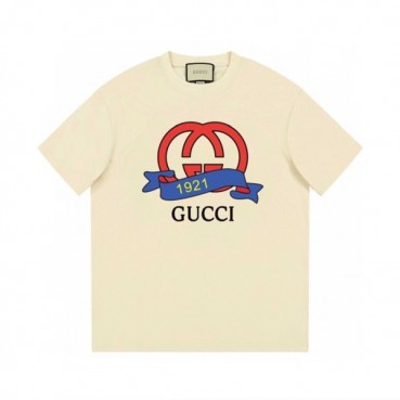 구찌 남/녀 아이보리 크루넥 반팔티 - Gucci Unisex Ivory Short sleeved Tshirts 