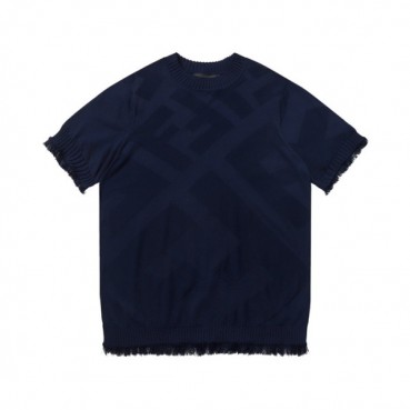 펜디 남성 네이비 크루넥 반팔티 - Fendi Mens Navy Short sleeved Tshirts 