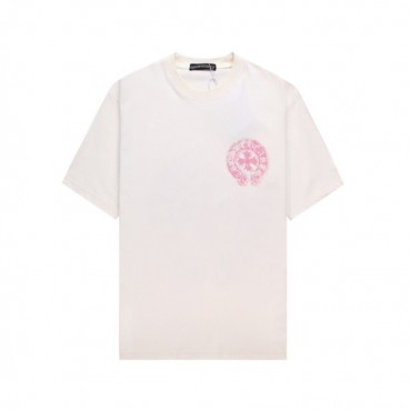크롬하츠 남성 아이보리 크루넥 반팔티 - Chrom Hearts Mens Ivory Short sleeved Tshirts 