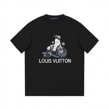 루이비통 남성 블랙 크루넥 반팔티 - Louis vuitton Mens Black Short sleeved Tshirts 