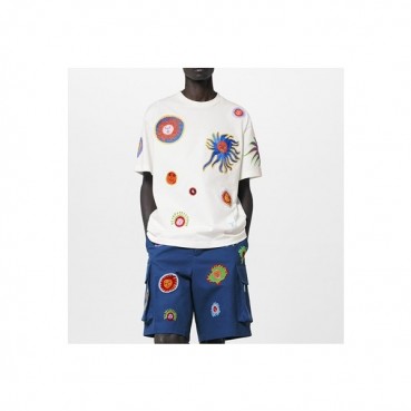 루이비통 남성 화이트 크루넥 반팔티 - Louis vuitton Mens White Short sleeved Tshirts 
