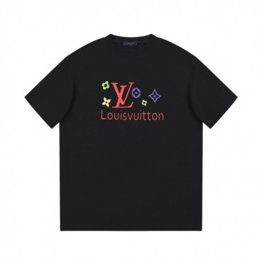 루이비통 남성 블랙 크루넥 반팔티 - Louis vuitton Mens Black Short sleeved Tshirts 