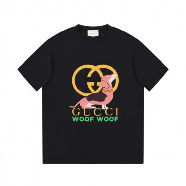 구찌 남/녀 블랙 크루넥 반팔티 - Gucci Unisex Black Short sleeved Tshirts 