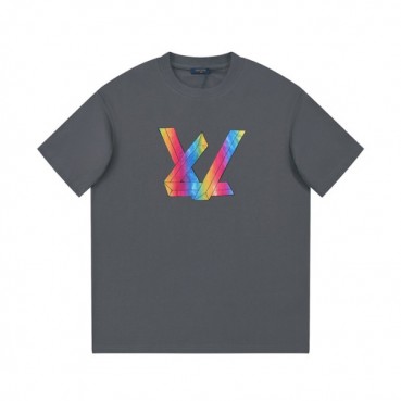 루이비통 남성 그레이 크루넥 반팔티 - Louis vuitton Mens Gray Short sleeved Tshirts 