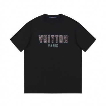 루이비통 남성 블랙 크루넥 반팔티 - Louis vuitton Mens Black Short sleeved Tshirts 