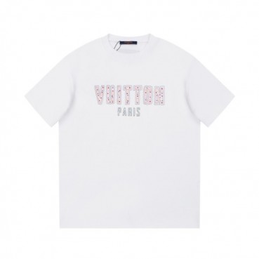 루이비통 남성 화이트 크루넥 반팔티 - Louis vuitton Mens White Short sleeved Tshirts 