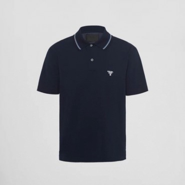 프라다 남성 네이비 폴로 반팔티 - Prada Mens Navy Short sleeved Tshirts 