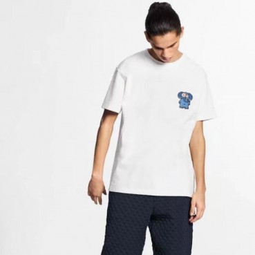 루이비통 남성 화이트 크루넥 반팔티 - Louis vuitton Mens White Short sleeved Tshirts 