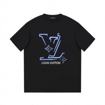 루이비통 남성 블랙 크루넥 반팔티 - Louis vuitton Mens Black Short sleeved T
