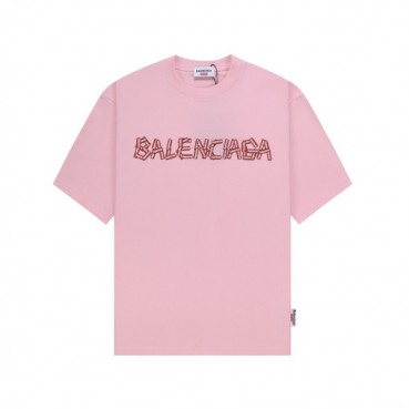발렌시아가 남성 크루넥 핑크 반팔티 - Balenciaga Mens Pink Short sleeved Tshirts 