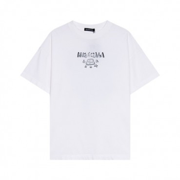 발렌시아가 남성 크루넥 화이트 반팔티 - Balenciaga Mens White Short sleeved T