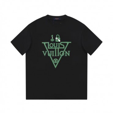 루이비통 남성 블랙 크루넥 반팔티 - Louis vuitton Mens Black Short sleeved T