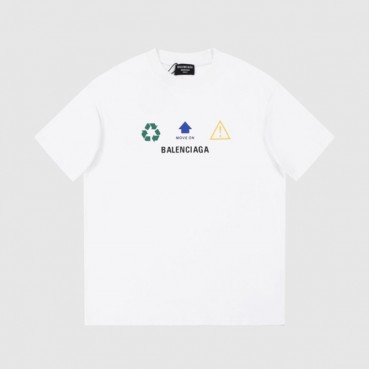 발렌시아가 남성 크루넥 화이트 반팔티 - Balenciaga Mens White Short sleeved T