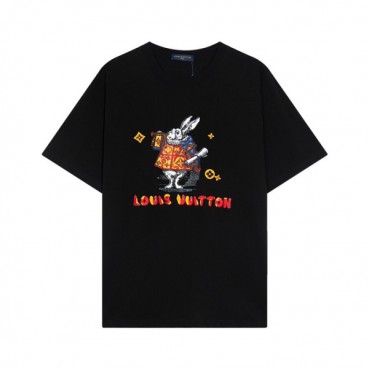 루이비통 남성 블랙 크루넥 반팔티 - Louis vuitton Mens Black Short sleeved T